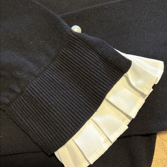 CeCe Black Sweater with White Pearl Collar - Picture 4 of 7